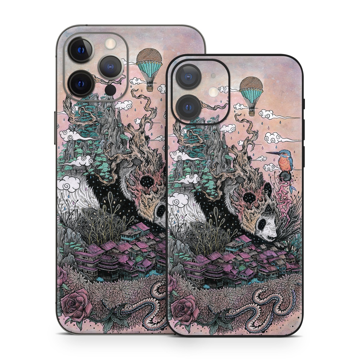 iPhone 12 Series Skin design of Illustration, Art, Fictional character, Printmaking, Marsupial, Graphic design, Rodent, Possum, with gray, black, red, blue, purple colors