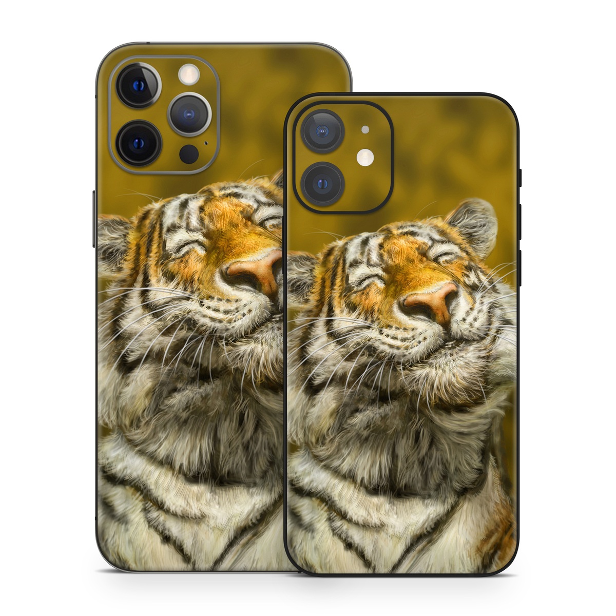 iPhone 12 Series Skin design of Tiger, Vertebrate, Bengal tiger, Mammal, Wildlife, Siberian tiger, Terrestrial animal, Felidae, Snout, Whiskers, with black, white, orange, yellow colors