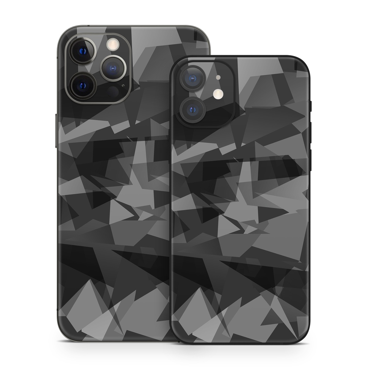 iPhone 12 Series Skin design of Black, Pattern, Triangle, Black-and-white, Monochrome, Grey, Design, Line, Architecture, Monochrome photography, with black, gray colors