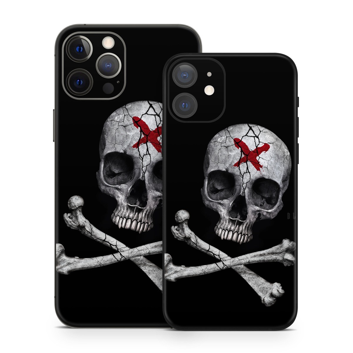 iPhone 12 Series Skin design of Bone, Skull, Skeleton, Jaw, Illustration, Animation, Fictional character, Still life photography, with black, white, gray colors