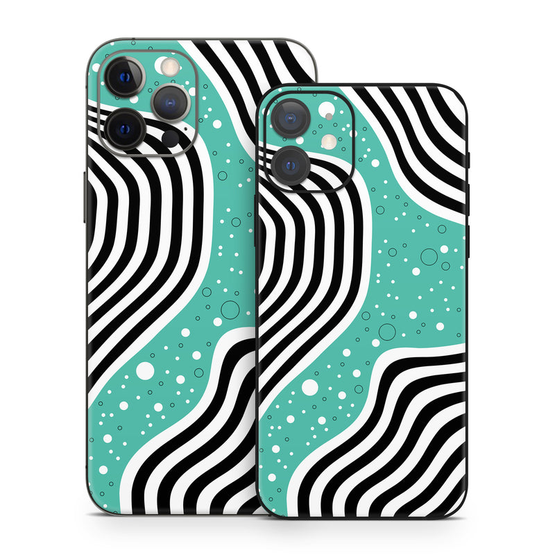 iPhone 12 Series Skin design of White, Rectangle, Art, Line, Aqua, Pattern, Electric blue, Visual arts, Font, Graphics, with white, black, blue, green colors