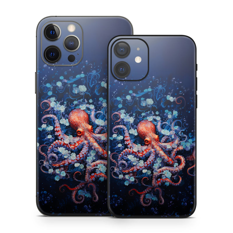 iPhone 12 Series Skin design of Water, Azure, Marine invertebrates, Liquid, Natural environment, Organism, Fluid, Art, Font, World, with blue, red, white, purple colors