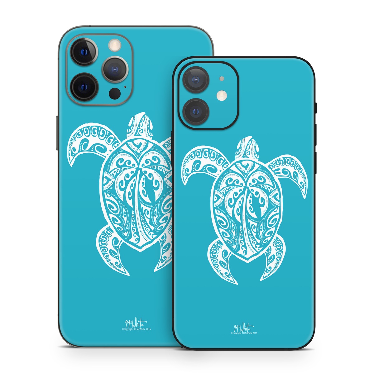 iPhone 12 Series Skin design of Sea turtle, Turtle, Green sea turtle, Reptile, Illustration, with blue, white colors