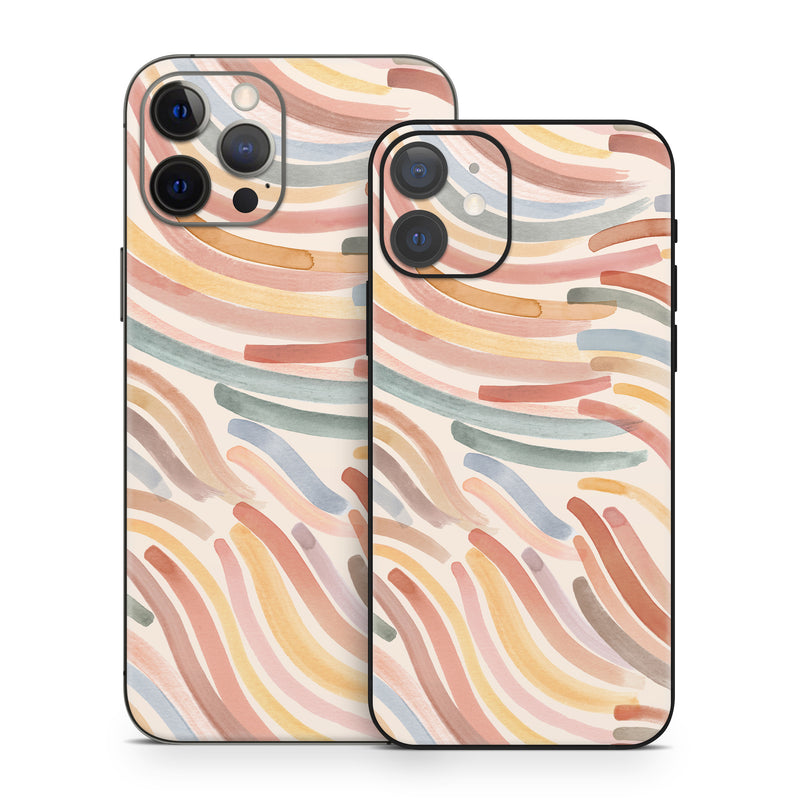 iPhone 12 Series Skin design of Orange, Brown, Pink, Design, Wallpaper, Motif, Paint, Pattern, Mixture, Modern art, with white, brown, blue, green, yellow, red colors