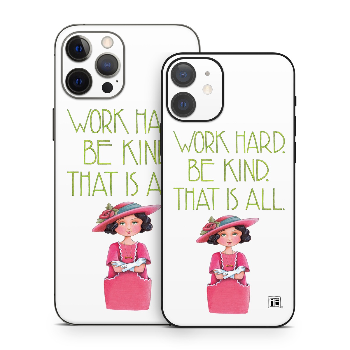 iPhone 12 Series Skin design of Pink, Headgear, Font, Hat, with white, green, pink, black, white, yellow, blue colors
