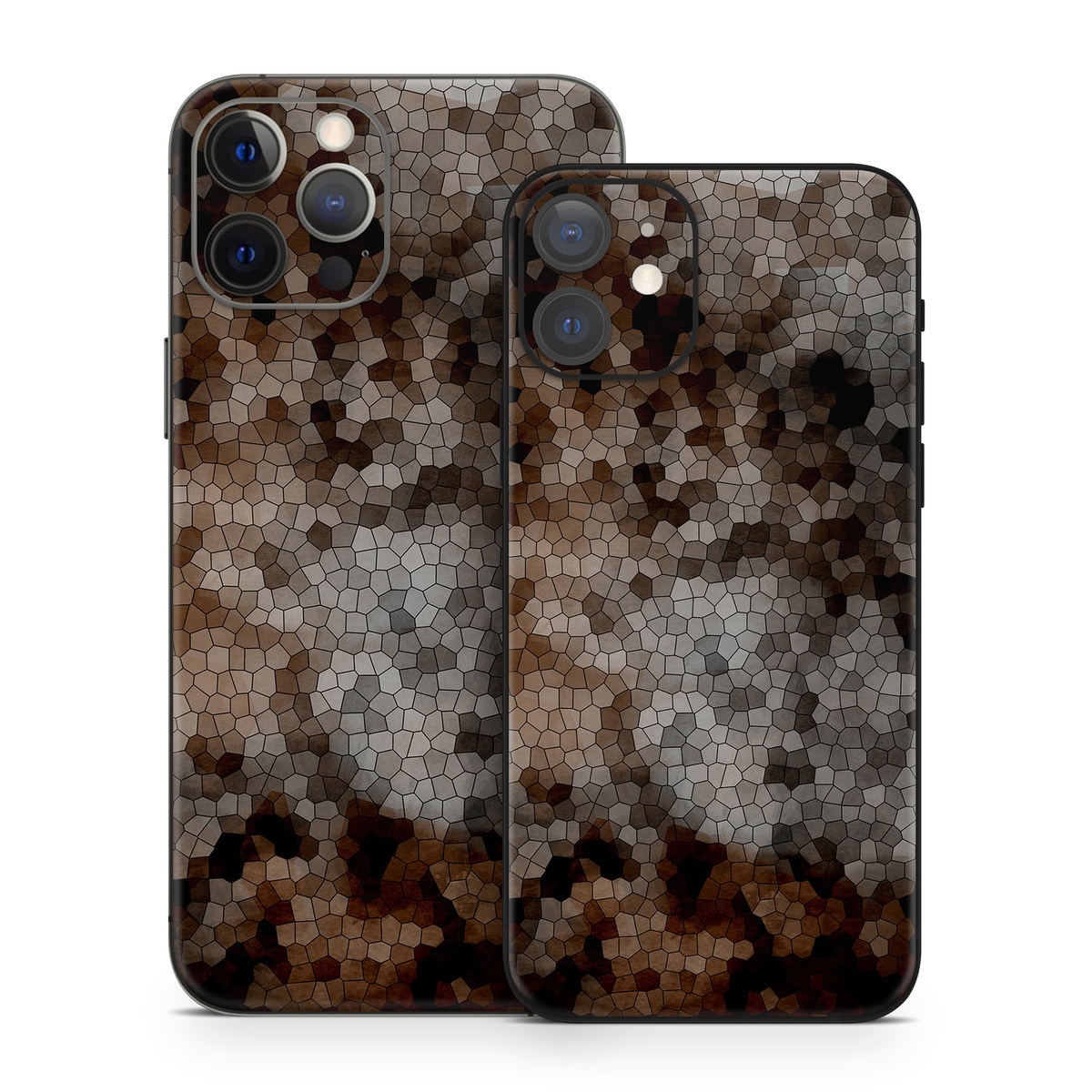 iPhone 12 Series Skin design of Brown, Design, Soil, Pattern, Rock, Rust, Granite, Metal, with black, white, gray, brown colors