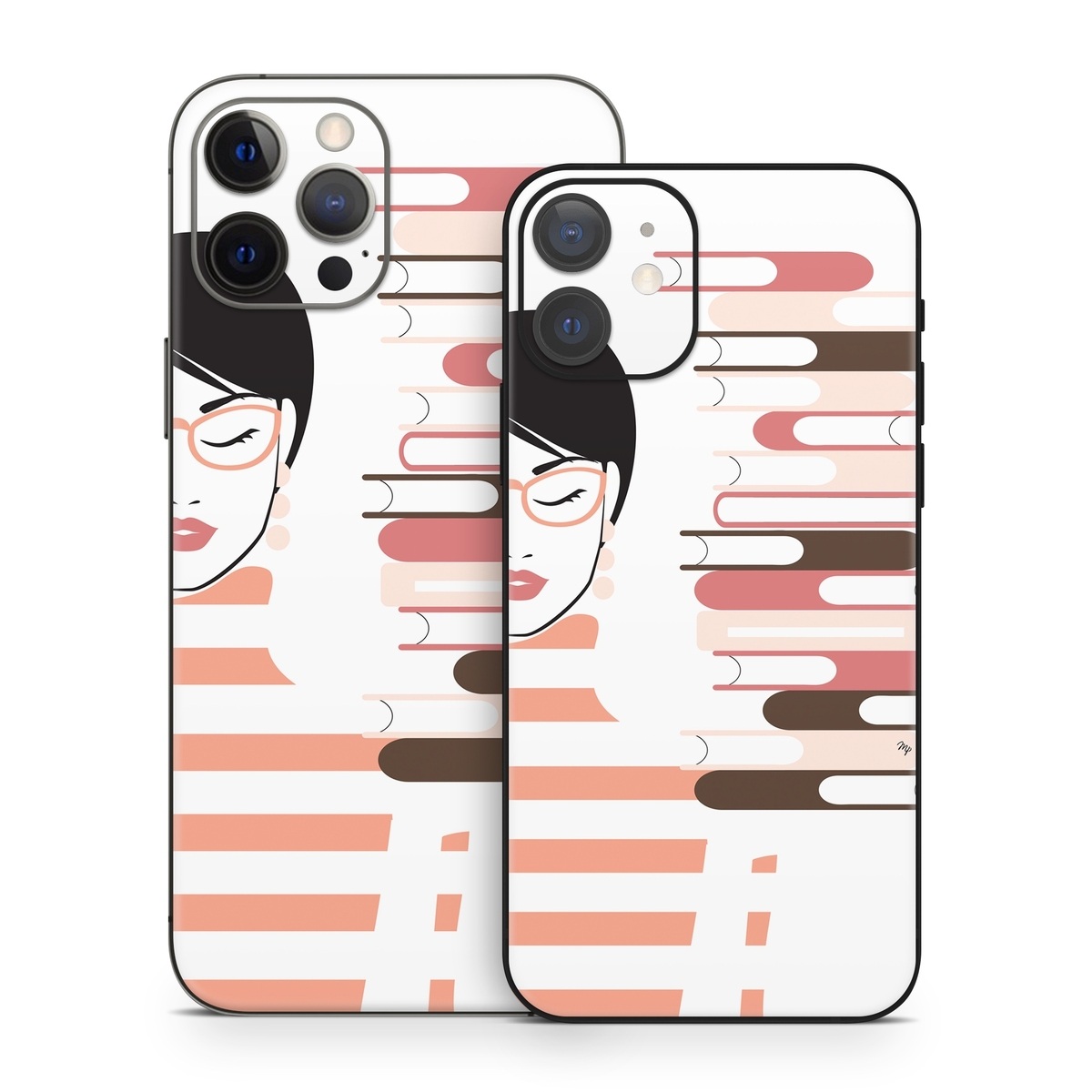 iPhone 12 Series Skin design of Eyebrow, Gesture, Font, Carmine, Graphics, Thumb, Art, Illustration, Graphic design, Lipstick, with white, black, pink, brown, red colors