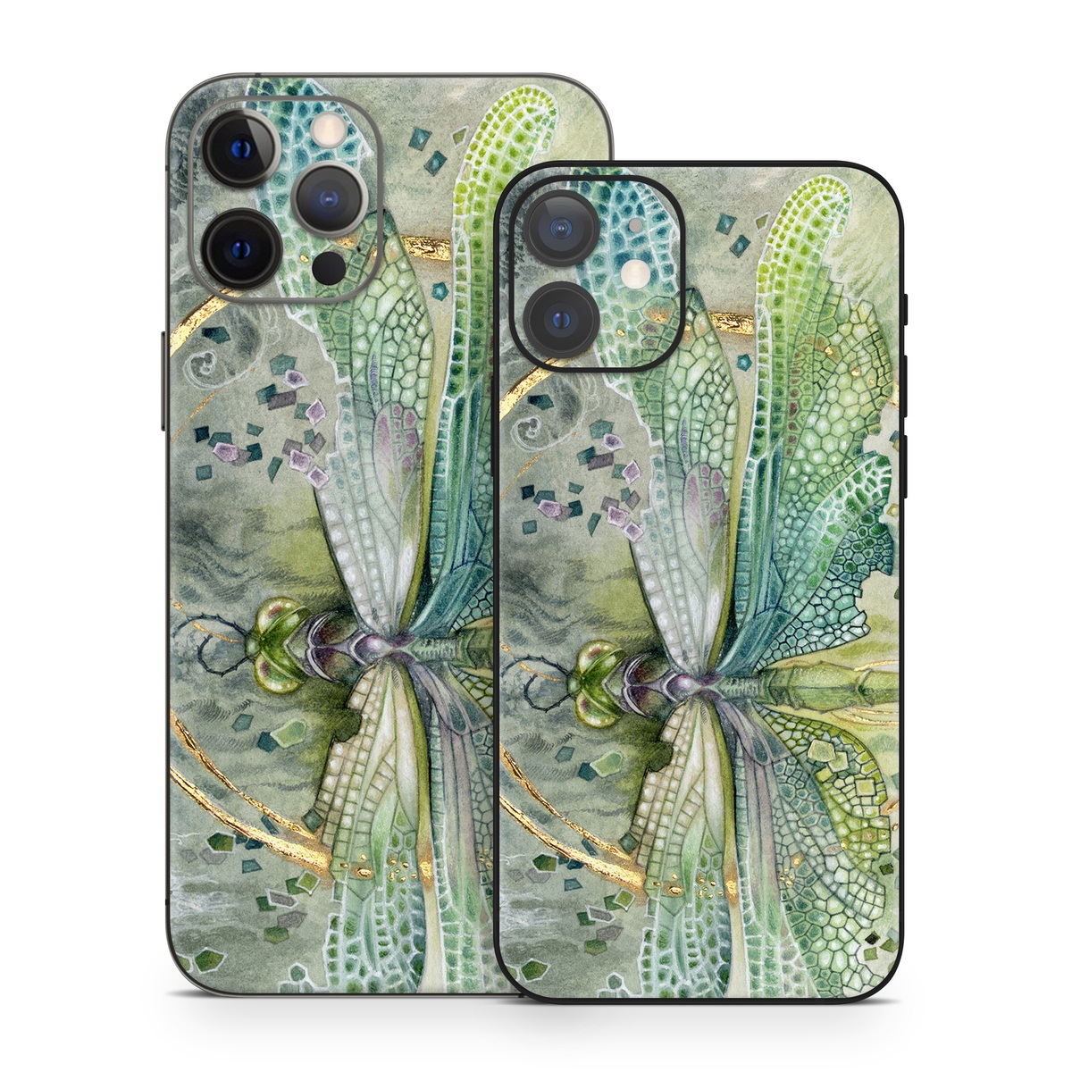 iPhone 12 Series Skin design of Green, Painting, Watercolor paint, Water, Acrylic paint, Leaf, Visual arts, Plant, Art, Photography, with green, yellow, blue, gray colors