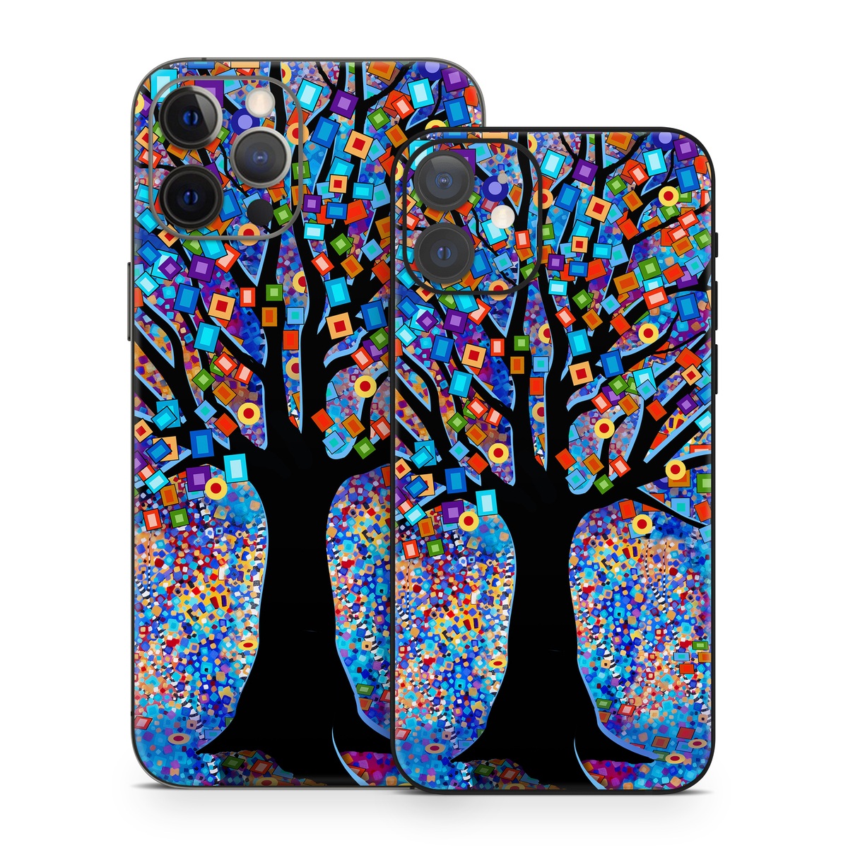iPhone 12 Series Skin design of Psychedelic art, Modern art, Art, with black, blue, red, orange, yellow, green, purple colors