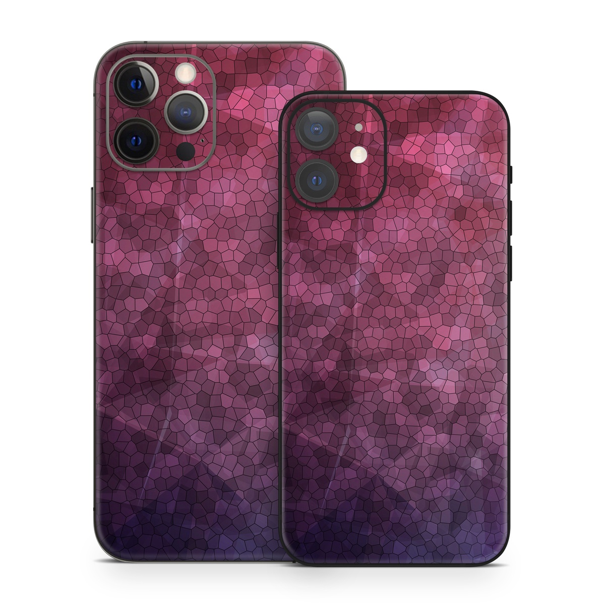 iPhone 12 Series Skin design of Purple, Sky, Red, Violet, Pink, Pattern, Design, Triangle, Line, Magenta, with black, red, purple, pink, white colors