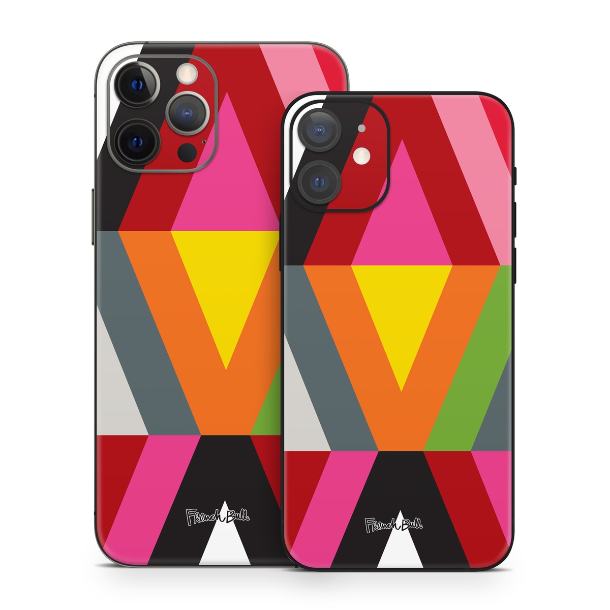 iPhone 12 Series Skin design of Pattern, Orange, Yellow, Graphic design, Colorfulness, Line, Design, Symmetry, Triangle, Font, with black, white, red, orange, pink, blue, green, gray colors