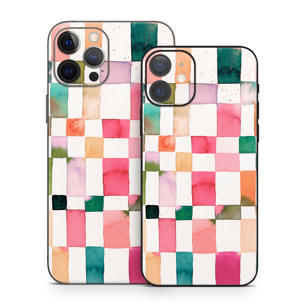 iPhone 12 Series Skin design of Brown, Rectangle, Product, Textile, Art, Pink, Line, Aqua, Magenta, Symmetry, with white, pink, green, red, blue, orange, purple colors