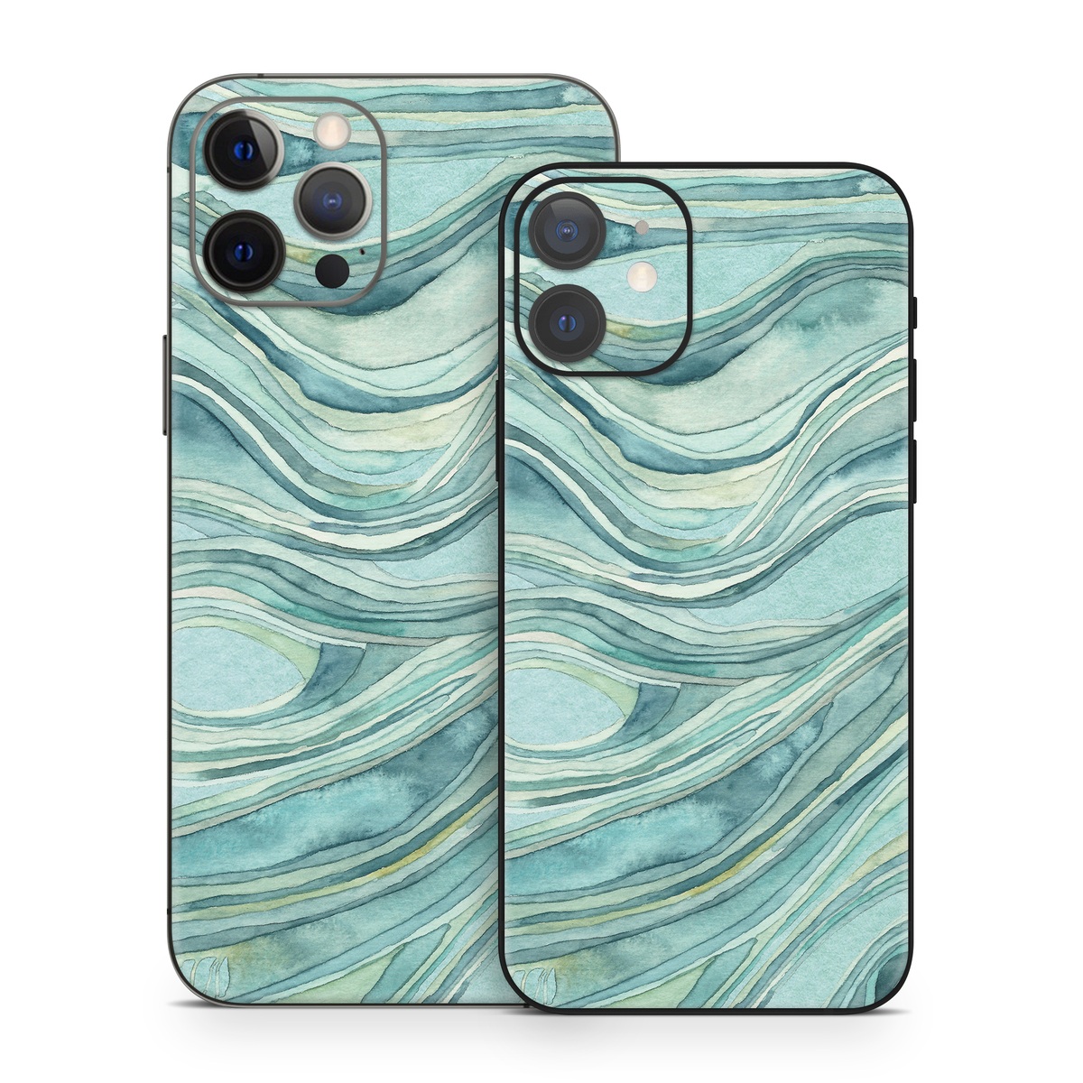 iPhone 12 Series Skin design of Aqua, Blue, Pattern, Turquoise, Teal, Water, Design, Line, Wave, Textile, with gray, blue colors