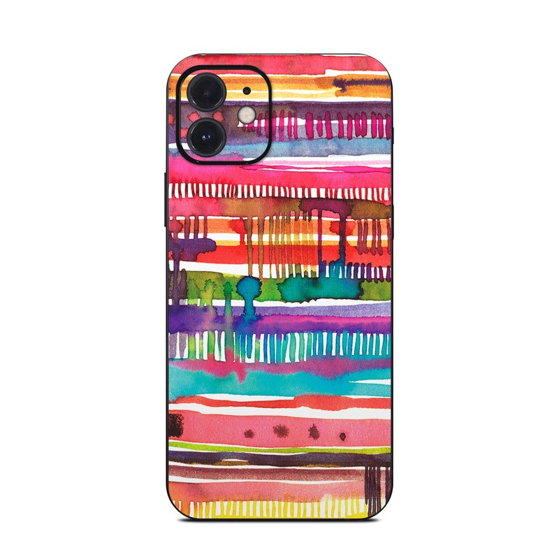 iPhone 12 Series Skin design of Textile, Art, Magenta, Hair accessory, with white, red, orange, yellow, green, blue, purple, brown, pink colors