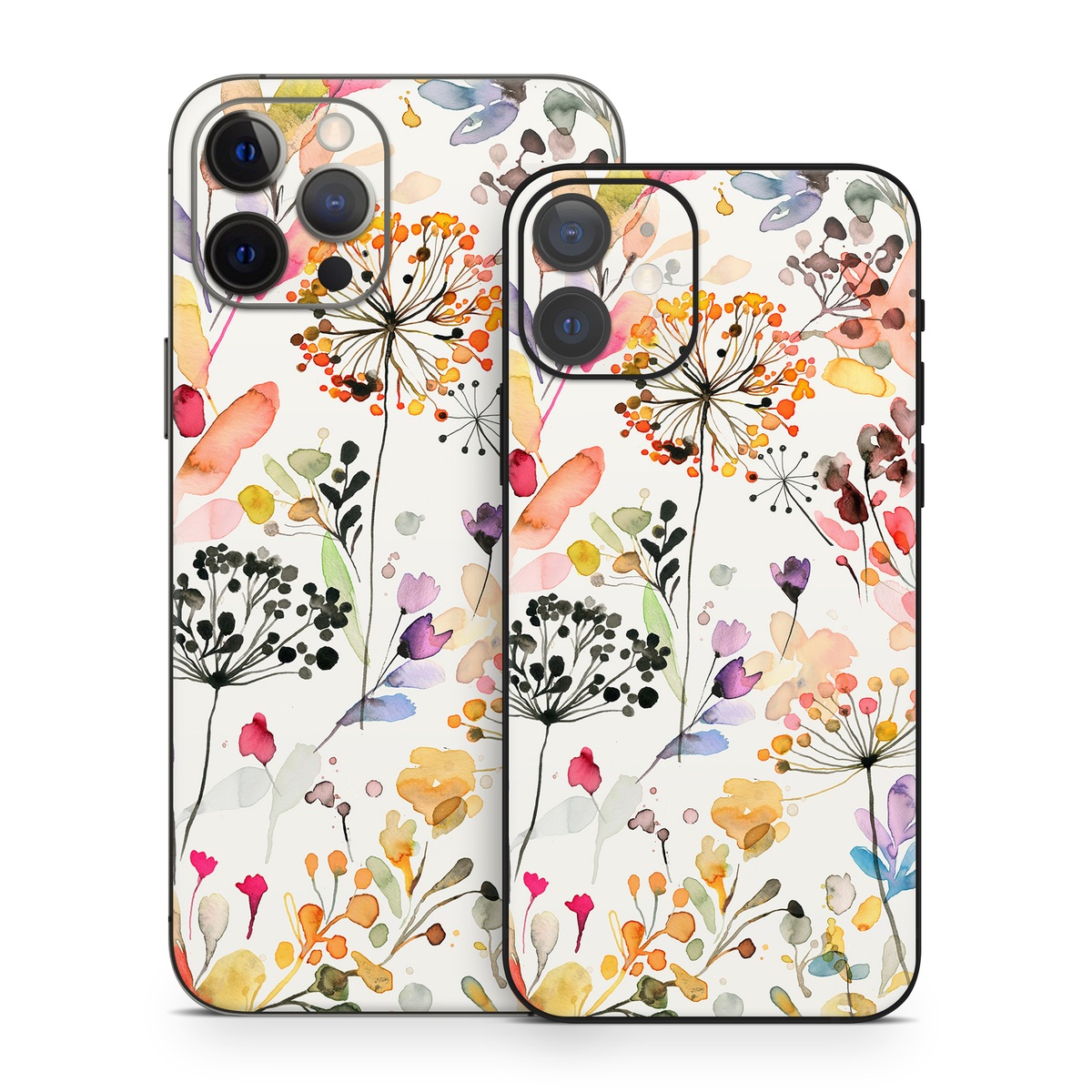 iPhone 12 Series Skin design of Flower, Petal, Rectangle, Branch, Creative arts, Plant, Line, Art, Painting, Font, with white, pink, red, yellow, orange, green, blue, purple colors