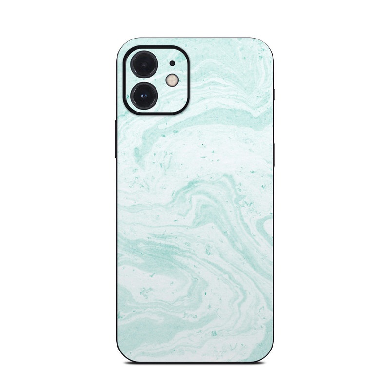 iPhone 12 Series Skin design of White, Aqua, Pattern, with green, blue colors
