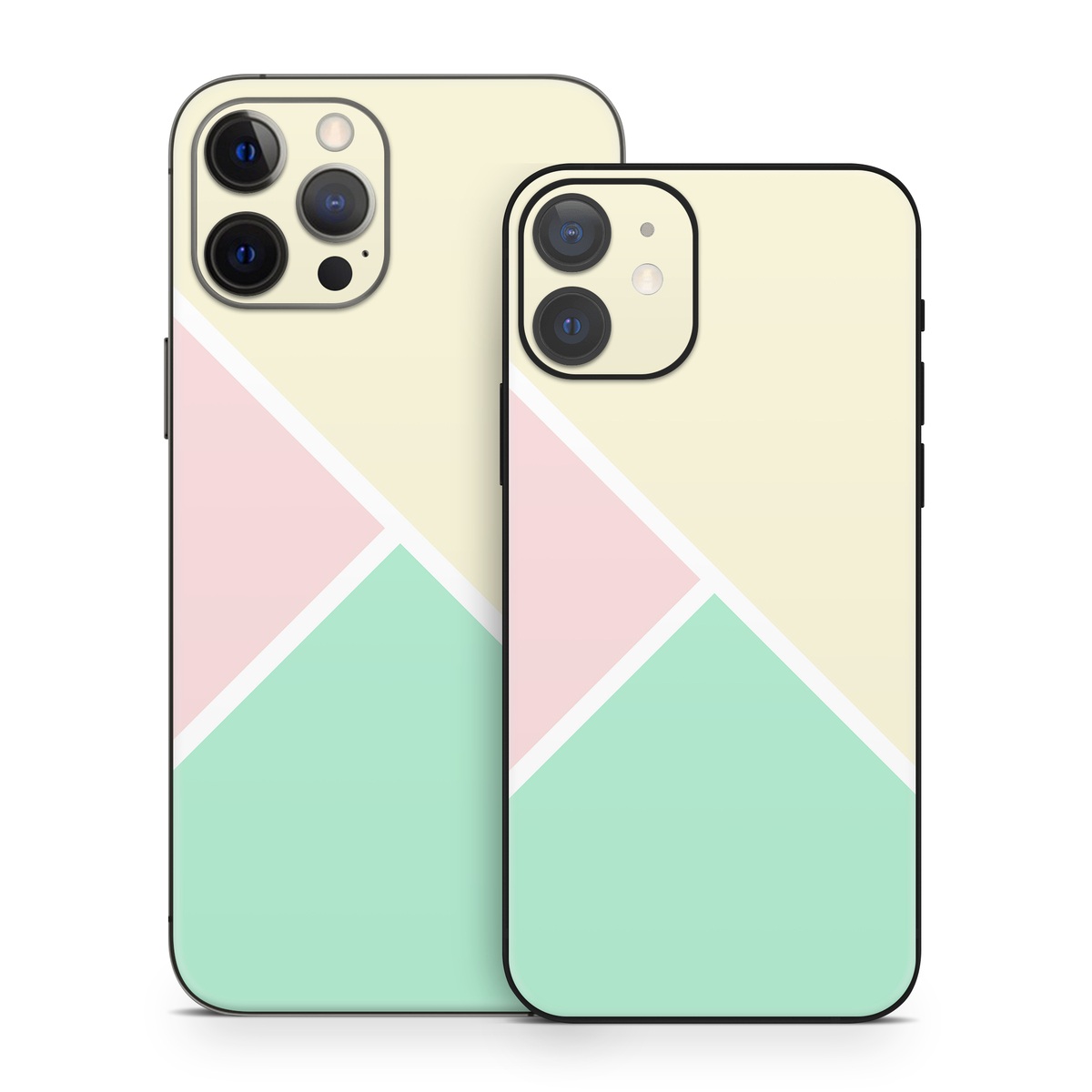iPhone 12 Series Skin design of Green, Aqua, Turquoise, Blue, Pink, Yellow, Line, Teal, Pattern, Design, with yellow, pink, green colors