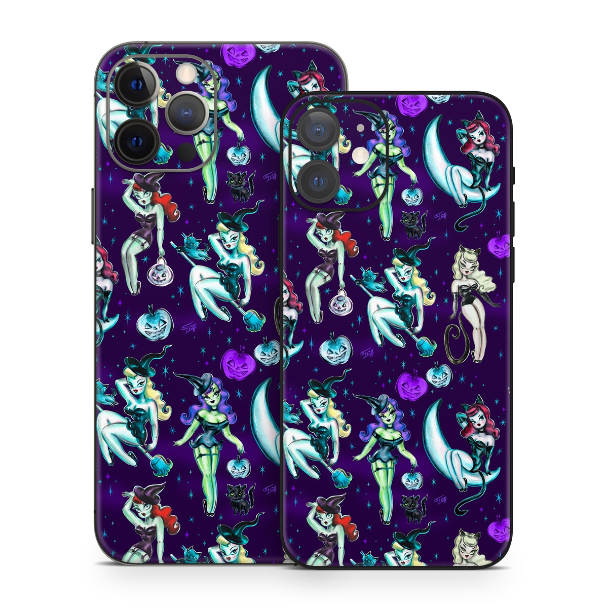 iPhone 12 Series Skin design of Illustration, Cartoon, Violet, Art, Fictional character, Graphic design, Fiction, Visual arts, Style, Graphics, with blue, green, white, yellow, red, purple colors