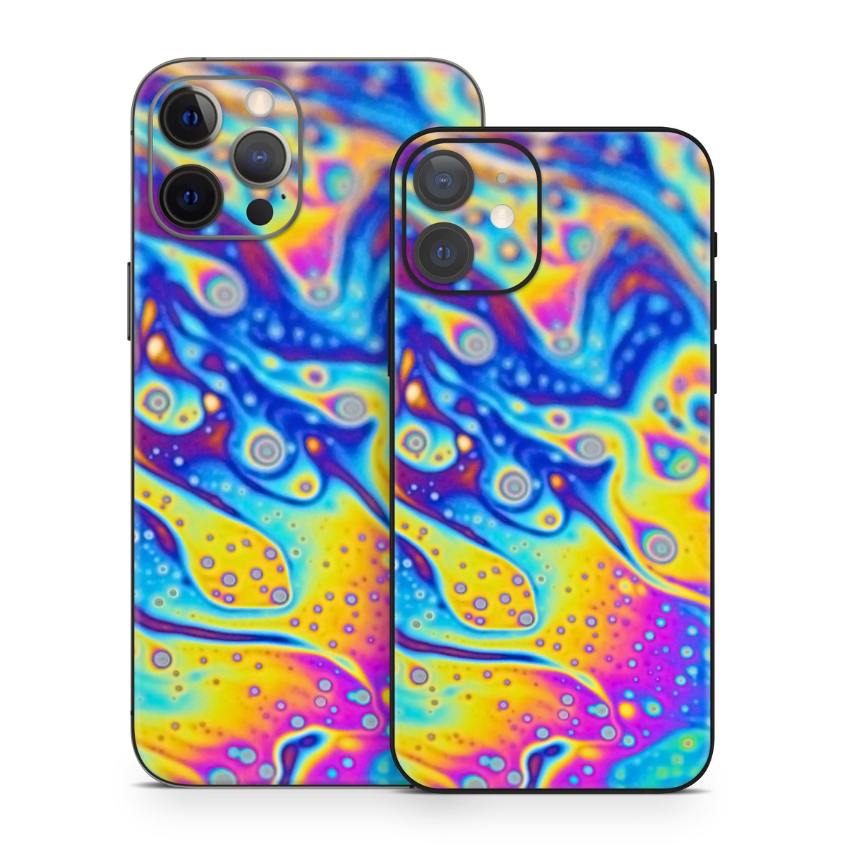 iPhone 12 Series Skin design of Psychedelic art, Blue, Pattern, Art, Visual arts, Water, Organism, Colorfulness, Design, Textile, with gray, blue, orange, purple, green colors