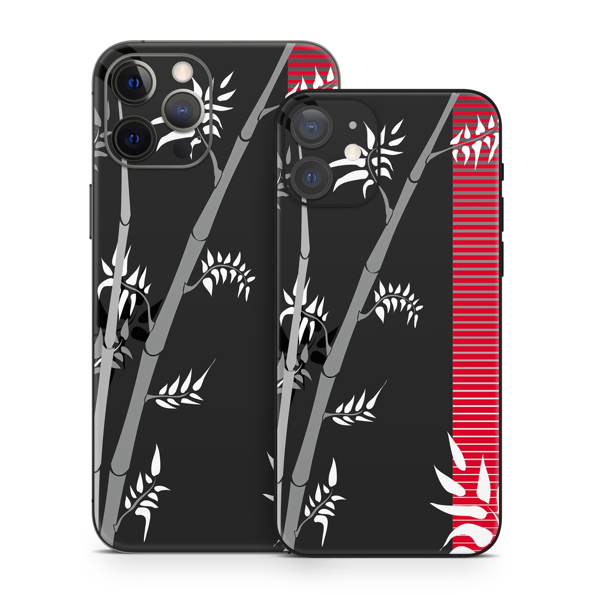 iPhone 12 Series Skin design of Tree, Branch, Plant, Graphic design, Bamboo, Illustration, Plant stem, Black-and-white, with black, red, gray, white colors