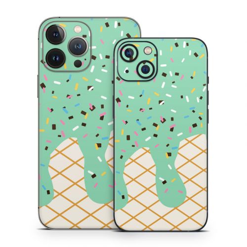 Mint Chocolate Chip Ice Cream Drip iPhone 13 Series Skin