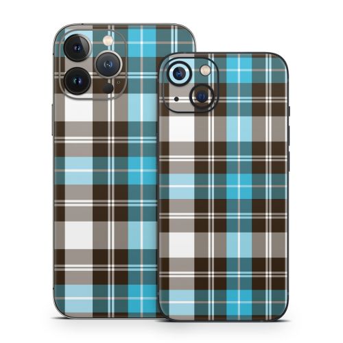 Turquoise Plaid iPhone 13 Series Skin