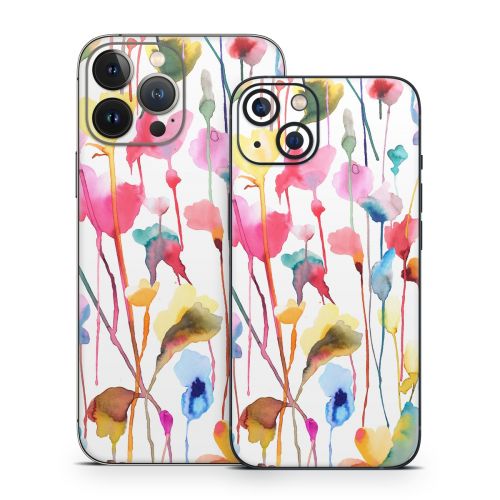 Watercolor Wild Flowers iPhone 13 Series Skin
