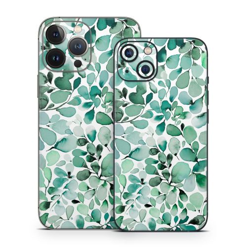 Watercolor Eucalyptus Leaves iPhone 13 Series Skin