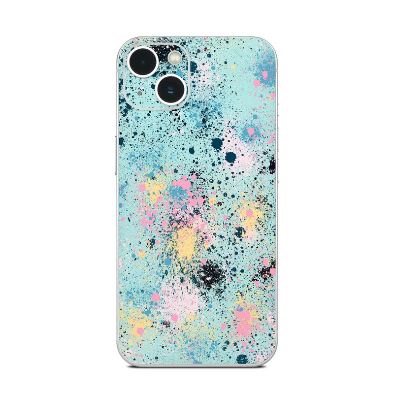 iPhone 13 Series Skin design of Colorfulness, Art, Paint, Aqua, Art paint, Pattern, Tints and shades, Magenta, Electric blue, Creative arts, with blue, black, pink, yellow colors