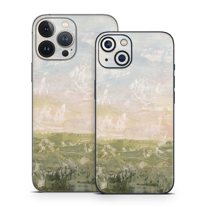 iPhone 13 Series Skin design of Art Paint, Brown, Visual arts, Cloud, Watercolor painting, Paint, Painting, Acrylic paint, Modern art, Cumulus, with blue, green, orange, yellow, white colors