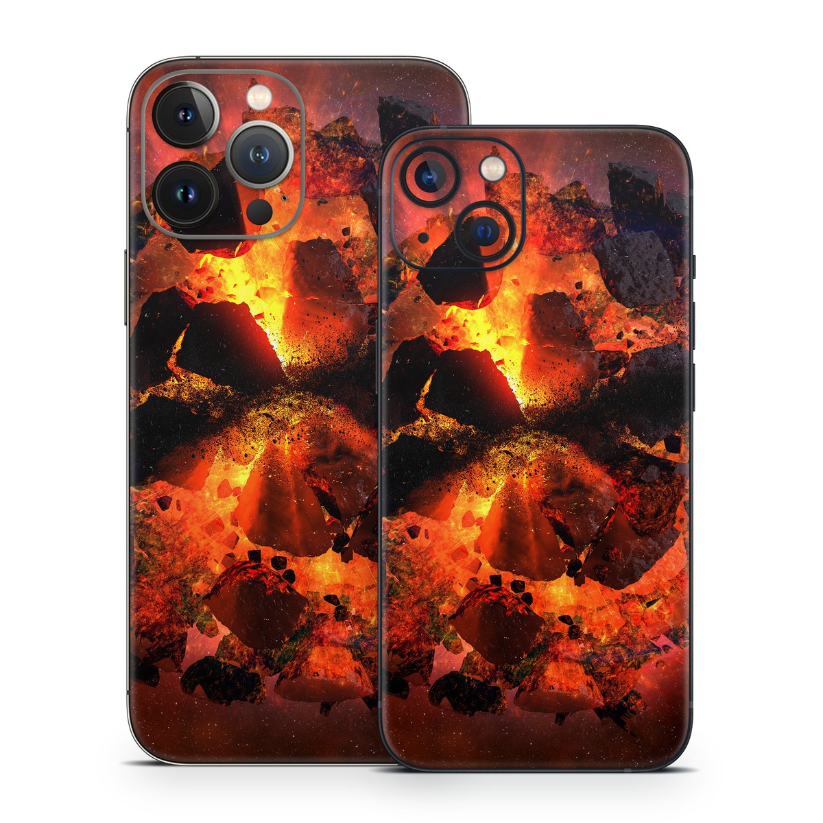 iPhone 13 Series Skin design of Flame, Heat, Fire, Space, Atmosphere, Charcoal, Explosion, Geological phenomenon, Ash, Graphics, with black, red colors