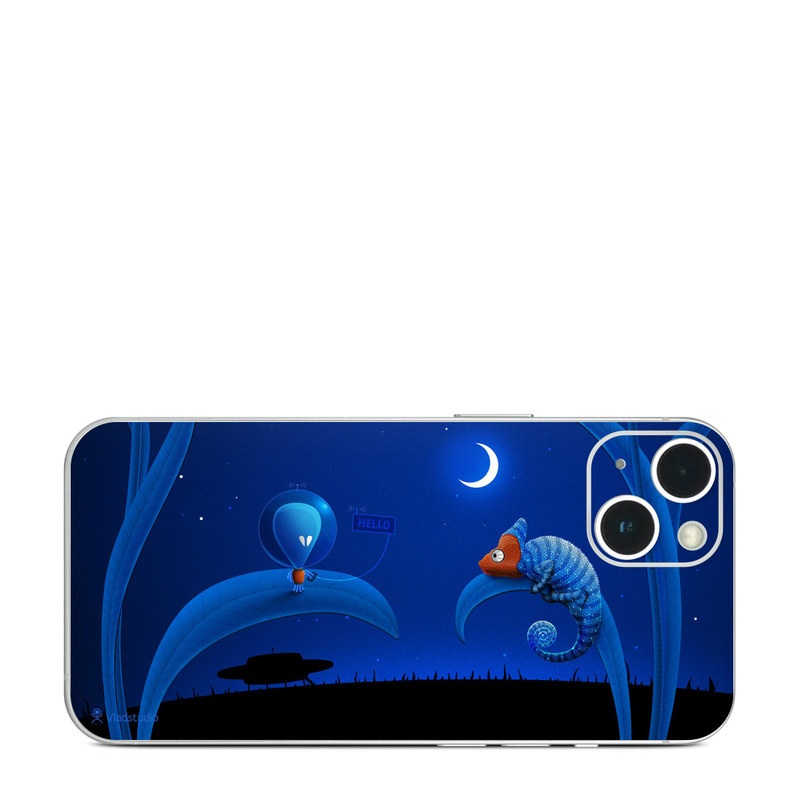 iPhone 13 Series Skin design of Organism, Astronomical object, Space, Illustration, Night, Graphics, with black, blue, orange colors