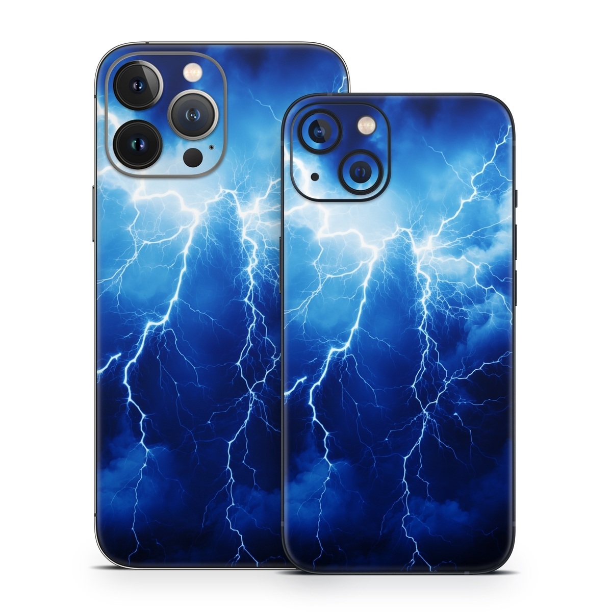 iPhone 13 Series Skin design of Thunder, Sky, Atmosphere, Daytime, Cloud, Water, Lightning, Light, Azure, Natural environment, with black, blue colors