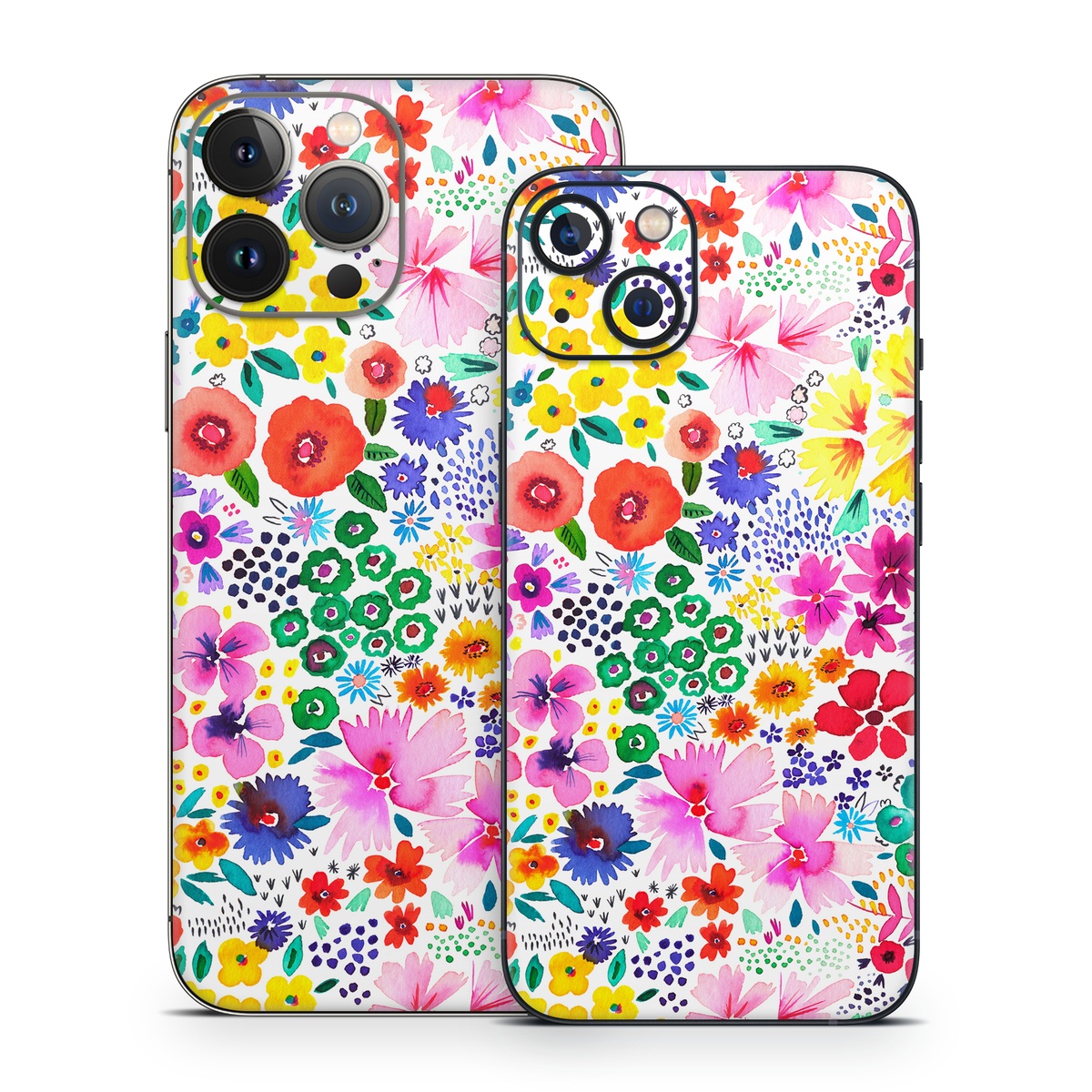 iPhone 13 Series Skin design of Colorfulness, Flower, Pink, Art, Magenta, Pattern, Creative arts, Petal, Symmetry, Electric blue, with white, pink, green, red, blue, purple, yellow, orange colors