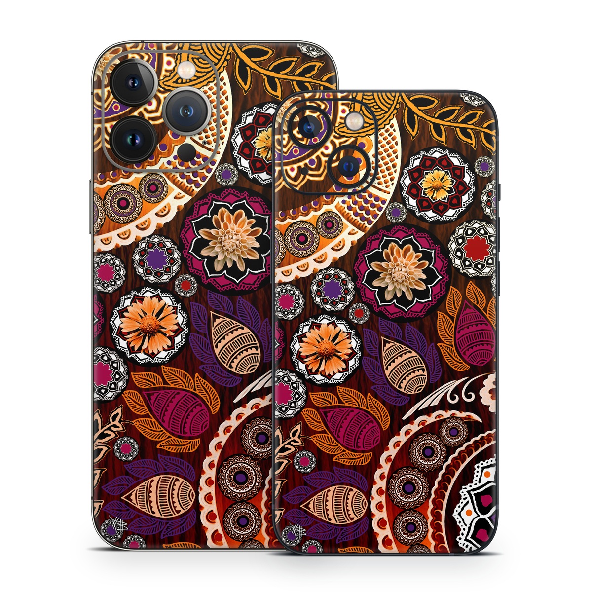iPhone 13 Series Skin design of Pattern, Motif, Visual arts, Design, Art, Floral design, Textile, Paisley, Tapestry, Circle, with brown, purple, red, white, black colors