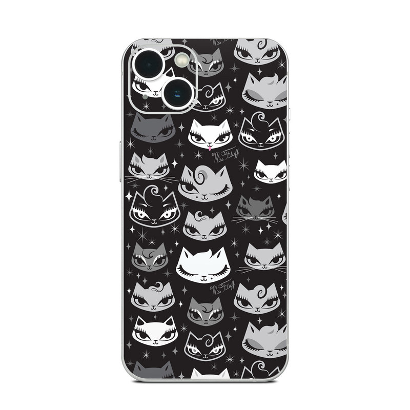 iPhone 13 Series Skin design of Pattern, Design, Headgear, Hat, Smile, Team, Crowd, with black, white, gray colors