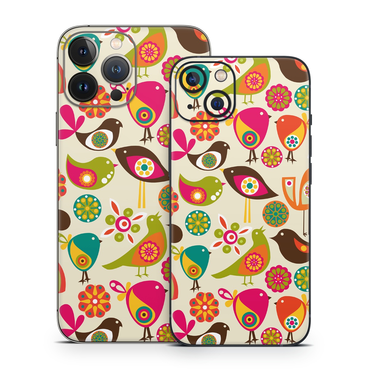 iPhone 13 Series Skin design of Pattern, Visual arts, Wrapping paper, Design, Clip art, Textile, Motif, Sticker, Graphics, with yellow, pink, orange, green, brown, blue colors