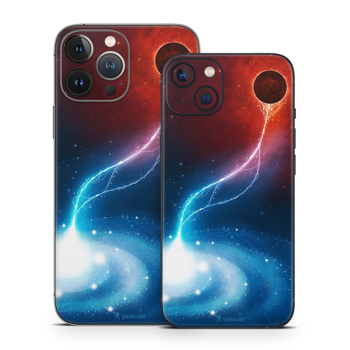 iPhone 13 Series Skin design of Outer space, Atmosphere, Astronomical object, Universe, Space, Sky, Planet, Astronomy, Celestial event, Galaxy, with blue, red, black colors