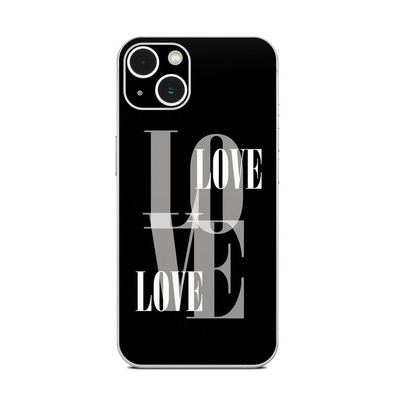 iPhone 13 Series Skin design of Gesture, Font, Sleeve, Darkness, Logo, Brand, Graphics, Illustration, Terrestrial animal, Art, with black, white, gray colors