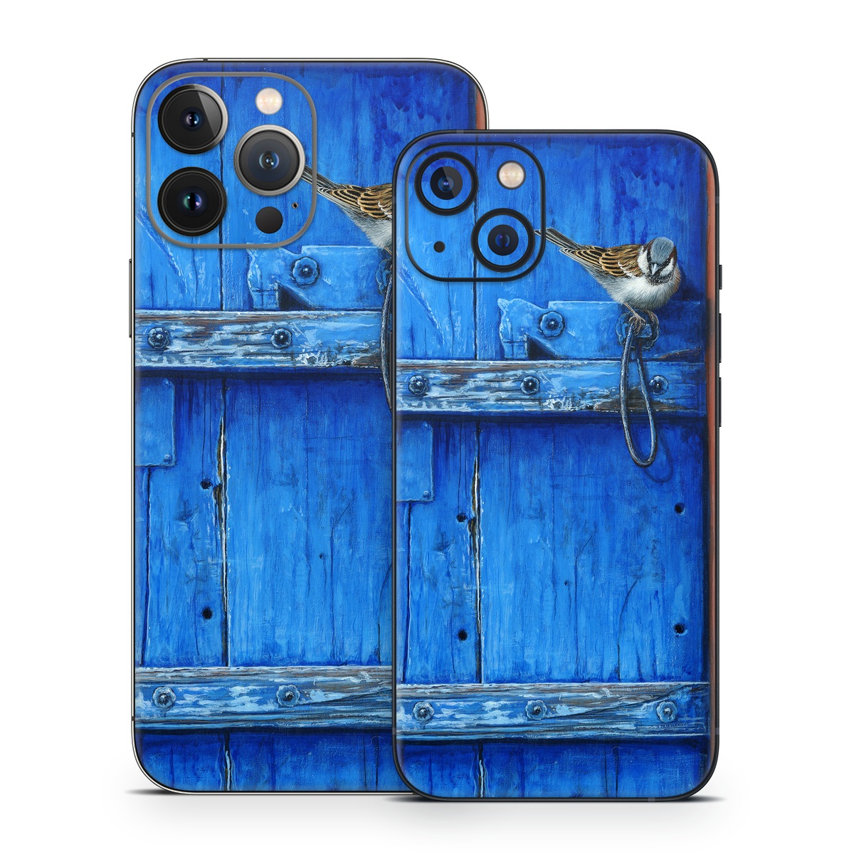 iPhone 13 Series Skin design of Blue, Wood, Door handle, Door, Wall, Door knocker, Electric blue, Still life photography, Window, Handle, with red, blue, brown colors