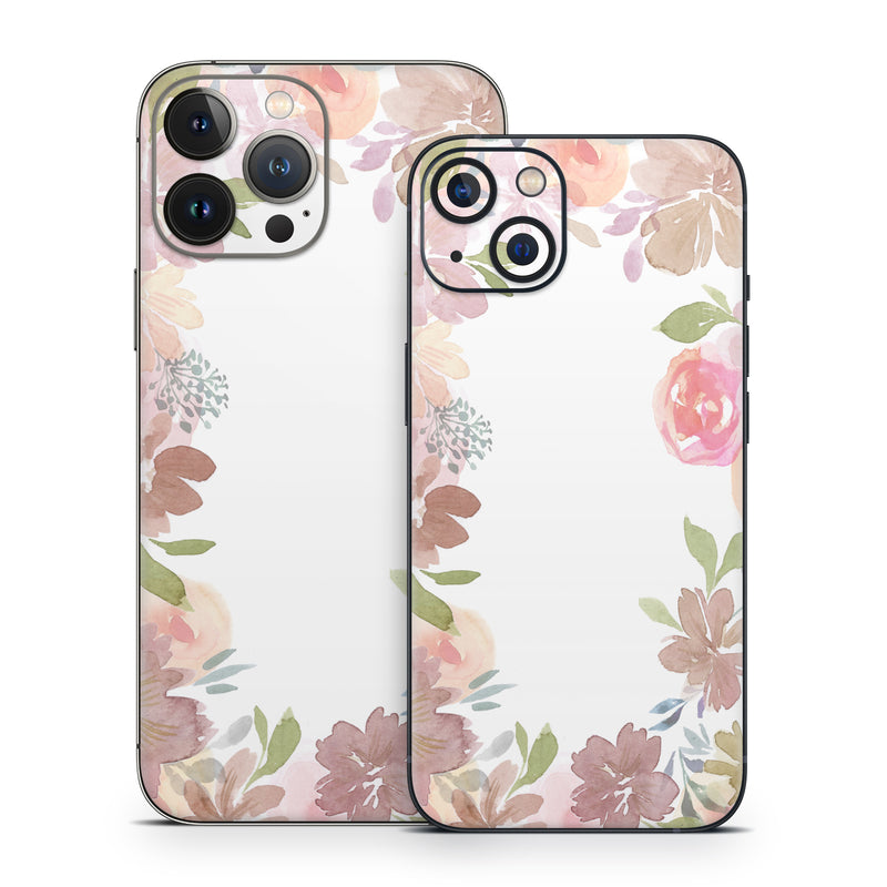 iPhone 13 Series Skin design of Flower, Pink, Petal, Floral design, Creative arts, Rose family, Cut flowers, Rose, Flower Arranging, Blossom, with white, pink, red, orange, green, brown colors