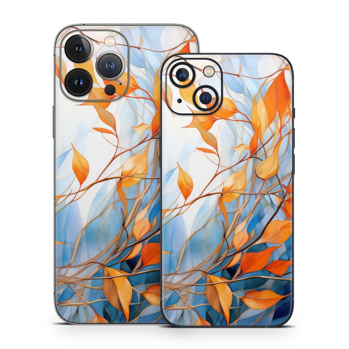iPhone 13 Series Skin design of Plant, Amber, Twig, Branch, Orange, Vegetation, Natural landscape, Tree, Woody plant, Deciduous, with yellow, orange, red, blue, white, purple colors