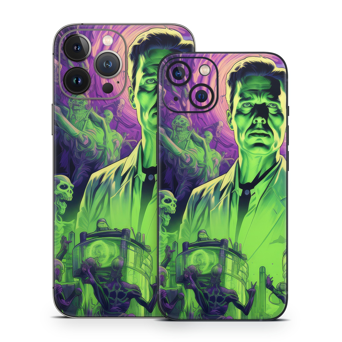 iPhone 13 Series Skin design of Art, Cool, Fictional character, Illustration, Painting, Electric blue, Visual arts, Artist, Event, Drawing, with black, green, purple colors