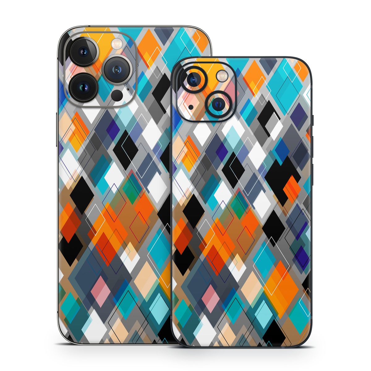 iPhone 13 Series Skin design of Pattern, Line, Design, Colorfulness, Plaid, Tints and shades, Textile, Symmetry, Square, with black, blue, red, orange, white colors