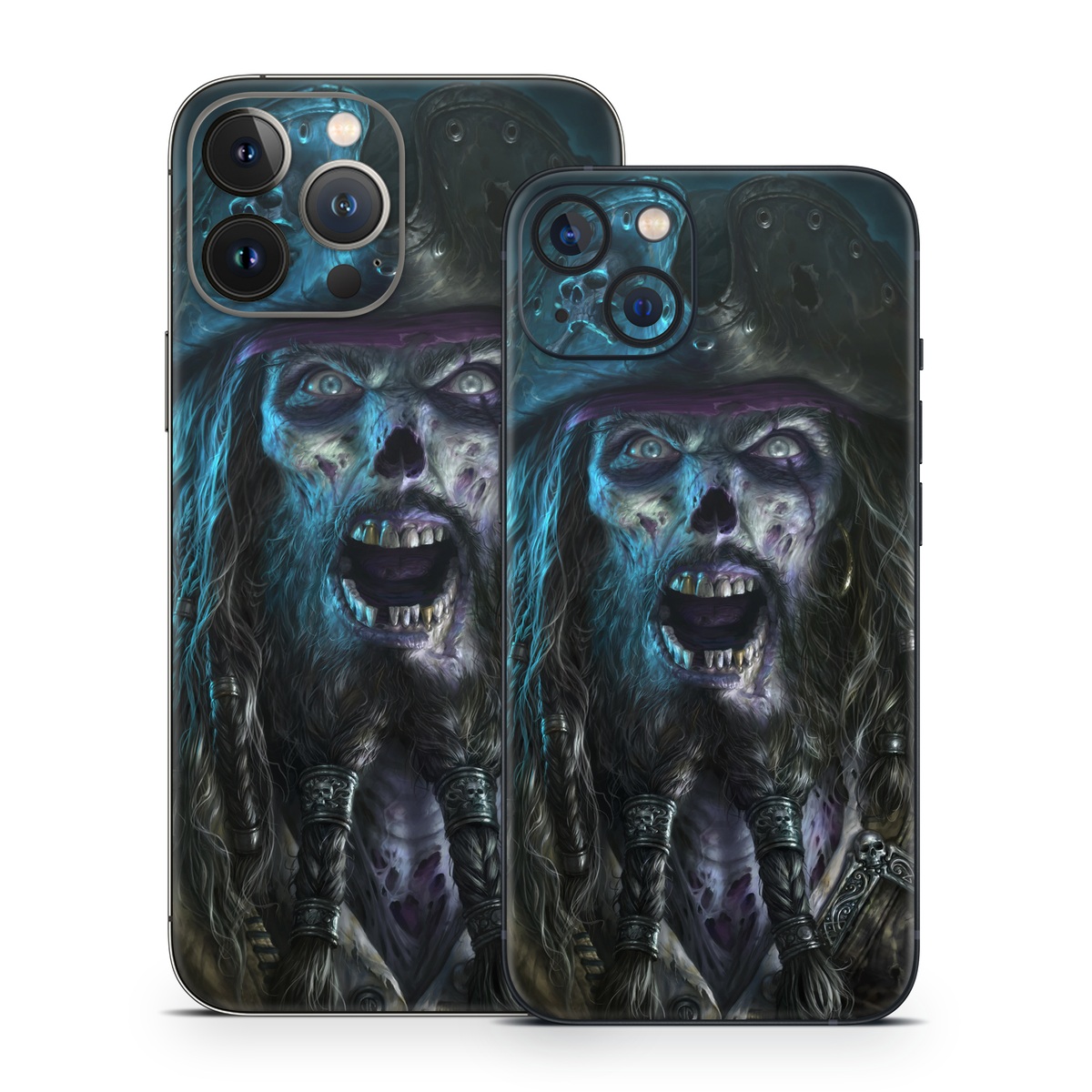 iPhone 13 Series Skin design of Darkness, Illustration, Art, Ghost, Fictional character, Beard, with black, white, blue, gray colors