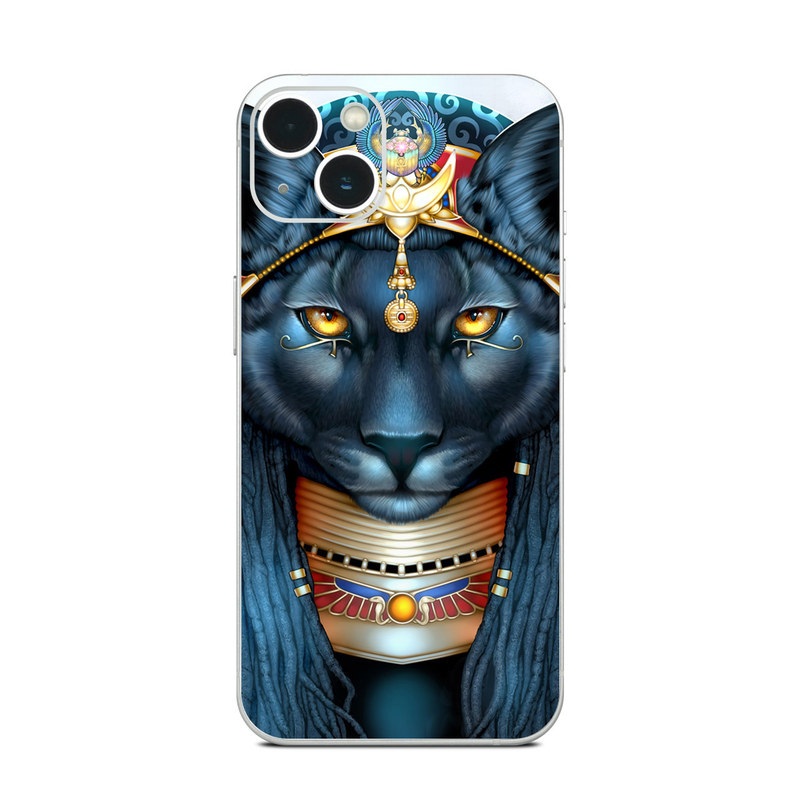 iPhone 13 Series Skin design of Jaw, Font, Whiskers, Toy, Snout, Personal protective equipment, Fictional character, Electric blue, Graphics, Mask, with black, white, red, blue, yellow, orange colors