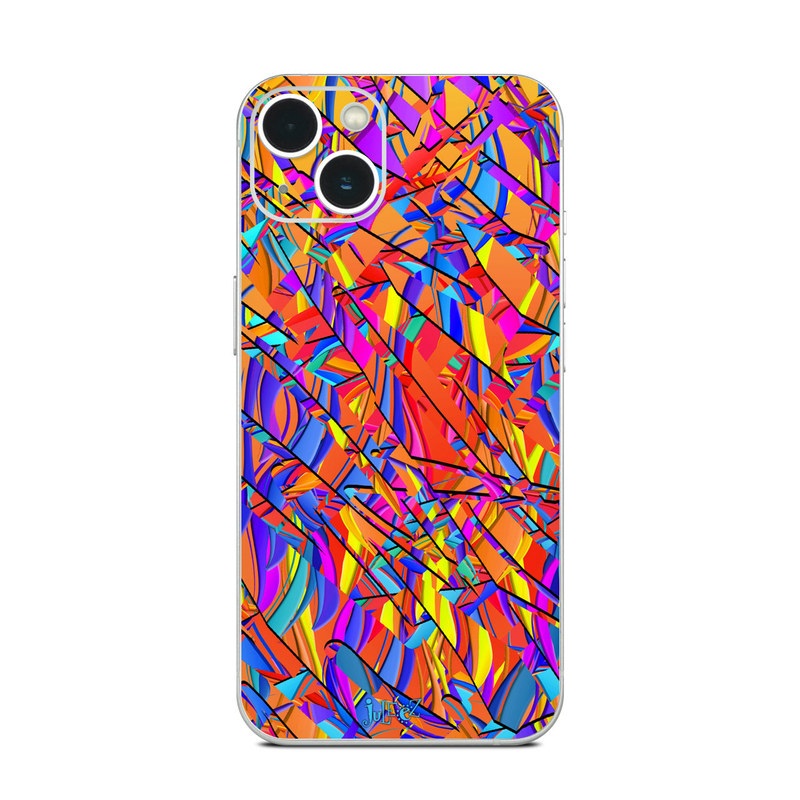 iPhone 13 Series Skin design of Pattern, Psychedelic art, Line, Visual arts, Art, with orange, yellow, blue, purple, pink colors