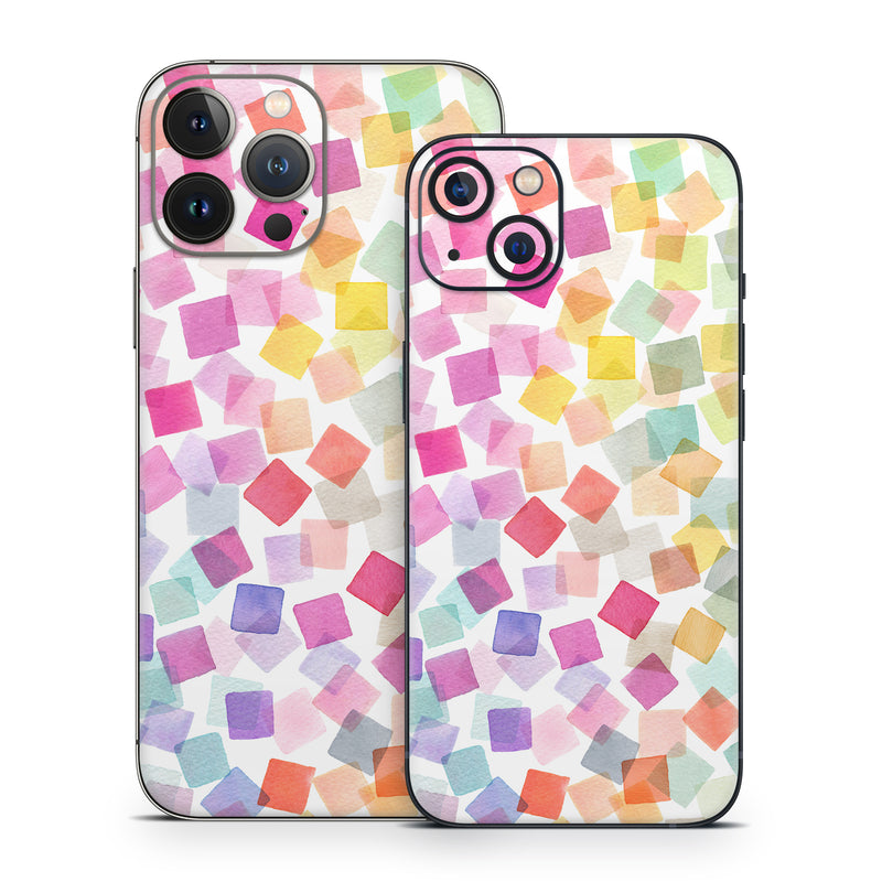 iPhone 13 Series Skin design of Pink, Orange, Wrapping Paper, Art Paper, Pattern, Triangle, with white, pink, red, orange, yellow, blue, green, purple colors