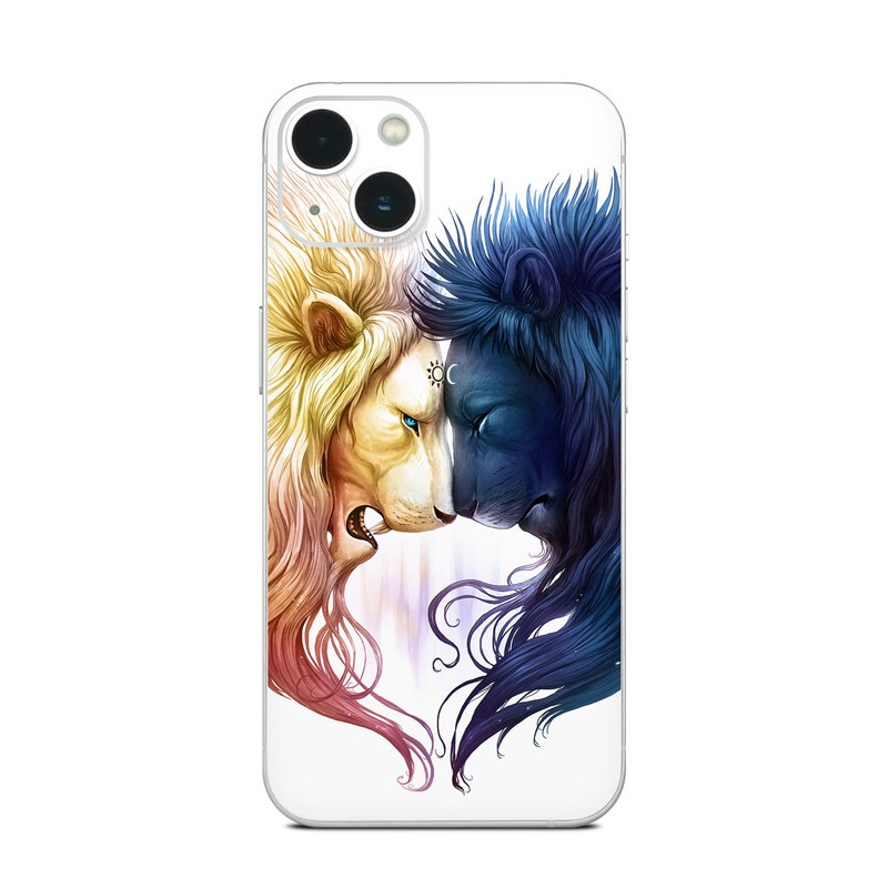 iPhone 13 Series Skin design of Vertebrate, Eyelash, Mammal, Ear, Gesture, Cartoon, Art, Painting, Happy, Paint, with white, black, blue, orange, yellow, red, purple colors