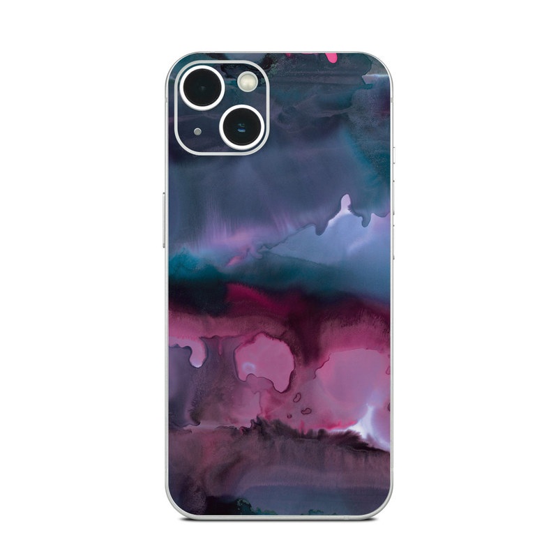 iPhone 13 Series Skin design of Watercolor paint, Purple, Painting, Ice, Magenta, Sky, Art, Cloud, Paint, Modern art, with black, white, purple, blue, red colors